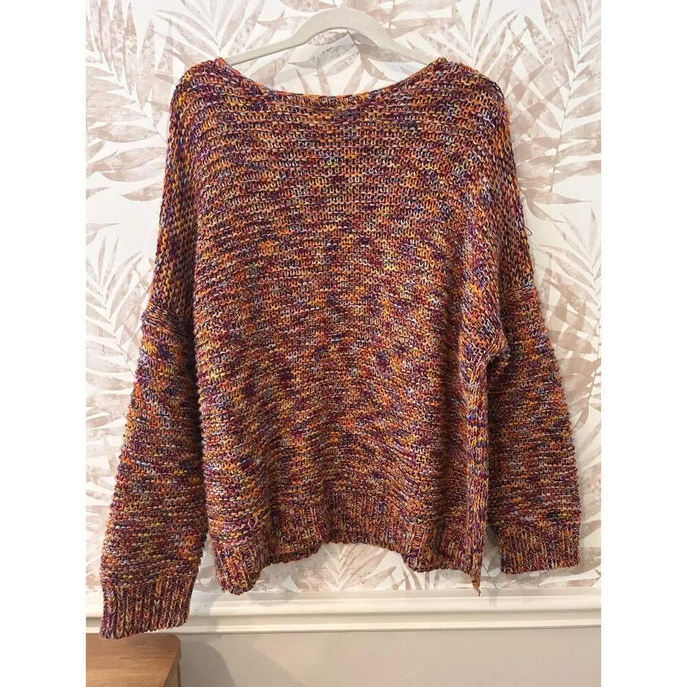 Easel Oversized Knit Sweater Size L Multicolor Chunky Boho Cozy